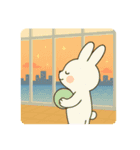 バレーする白うさぎ①（個別スタンプ：8）