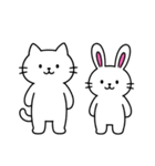 目で語るネコとウサギ（個別スタンプ：1）