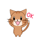 【挨拶】ふわもちネコさん② 茶トラさん（個別スタンプ：1）