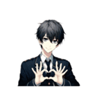 黒髪爽やかイケメンの日常♡文字無し。（個別スタンプ：1）