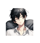 黒髪爽やかイケメンの日常♡文字無し。（個別スタンプ：20）
