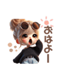毎日使えるギャルスタンプ♥お団子ヘア（個別スタンプ：1）
