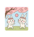 バレーする白うさぎ②（個別スタンプ：9）
