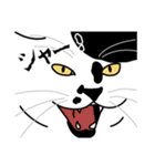 猫あるある（ぶち猫（白黒）／長毛）（個別スタンプ：18）