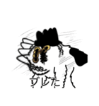 猫あるある（ぶち猫（白黒）／長毛）（個別スタンプ：26）