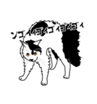 猫あるある（ぶち猫（白黒）／長毛）（個別スタンプ：37）