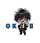 まいにち使える！黒髪スーツくん（個別スタンプ：1）