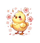 もふもふヒヨコの春ダンス（個別スタンプ：34）
