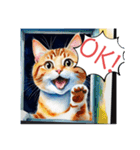 窓から水彩画ネコちゃんの短い言葉の一日。（個別スタンプ：3）