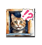 窓から水彩画ネコちゃんの短い言葉の一日。（個別スタンプ：15）