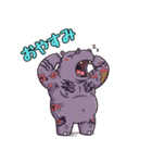 入れ墨カバさんの日常 動物スタンプ（個別スタンプ：3）