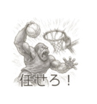 ゴリラ×バスケットボール！鉛筆画（個別スタンプ：21）