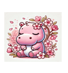 カバと桜のスタンプ@SFW（個別スタンプ：3）