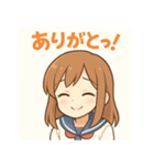 かわいい女子学生とペンギンのスタンプ（個別スタンプ：2）
