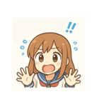 かわいい女子学生とペンギンのスタンプ（個別スタンプ：5）