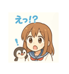 かわいい女子学生とペンギンのスタンプ（個別スタンプ：6）