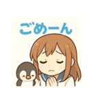 かわいい女子学生とペンギンのスタンプ（個別スタンプ：8）
