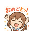 かわいい女子学生とペンギンのスタンプ（個別スタンプ：11）