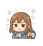 かわいい女子学生とペンギンのスタンプ（個別スタンプ：12）