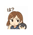 かわいい女子学生とペンギンのスタンプ（個別スタンプ：19）