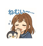 かわいい女子学生とペンギンのスタンプ（個別スタンプ：21）