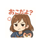 かわいい女子学生とペンギンのスタンプ（個別スタンプ：22）