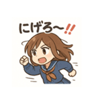かわいい女子学生とペンギンのスタンプ（個別スタンプ：25）