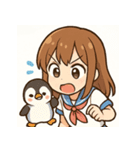 かわいい女子学生とペンギンのスタンプ（個別スタンプ：33）