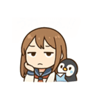 かわいい女子学生とペンギンのスタンプ（個別スタンプ：37）