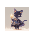 黒猫たちと月（個別スタンプ：4）