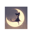 黒猫たちと月（個別スタンプ：6）