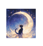 黒猫たちと月（個別スタンプ：7）