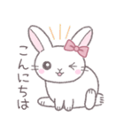 毎日使えるシンプル挨拶☆リボンうさぎ（個別スタンプ：2）