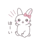 毎日使えるシンプル挨拶☆リボンうさぎ（個別スタンプ：7）