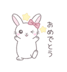 毎日使えるシンプル挨拶☆リボンうさぎ（個別スタンプ：13）