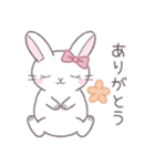 毎日使えるシンプル挨拶☆リボンうさぎ（個別スタンプ：15）