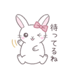 毎日使えるシンプル挨拶☆リボンうさぎ（個別スタンプ：27）