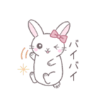毎日使えるシンプル挨拶☆リボンうさぎ（個別スタンプ：40）
