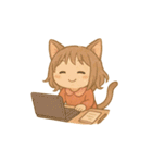 ゆるふわ猫耳ガール（個別スタンプ：3）