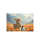 Cute Cats 【ネコヤギ】虹.雲海.花畑（個別スタンプ：16）