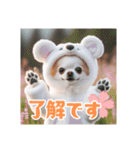 オコジョすたんぷ♡ぽん吉・日常会話・春（個別スタンプ：1）