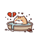 お風呂に入る猫 穴を掘って埋める,（個別スタンプ：2）