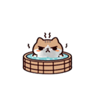 お風呂に入る猫 穴を掘って埋める,（個別スタンプ：4）