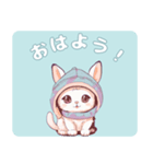 うさぎ耳の帽子を被った猫（個別スタンプ：5）