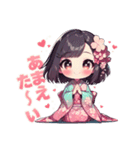 甘えん坊の着物好きの女の子（個別スタンプ：2）