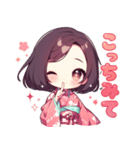 甘えん坊の着物好きの女の子（個別スタンプ：3）