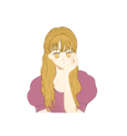 ピンクを纏った女の子（個別スタンプ：1）