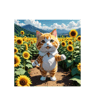 癒し猫のひまわり畑（個別スタンプ：9）
