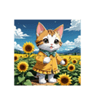 癒し猫のひまわり畑（個別スタンプ：10）