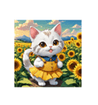 癒し猫のひまわり畑（個別スタンプ：16）
